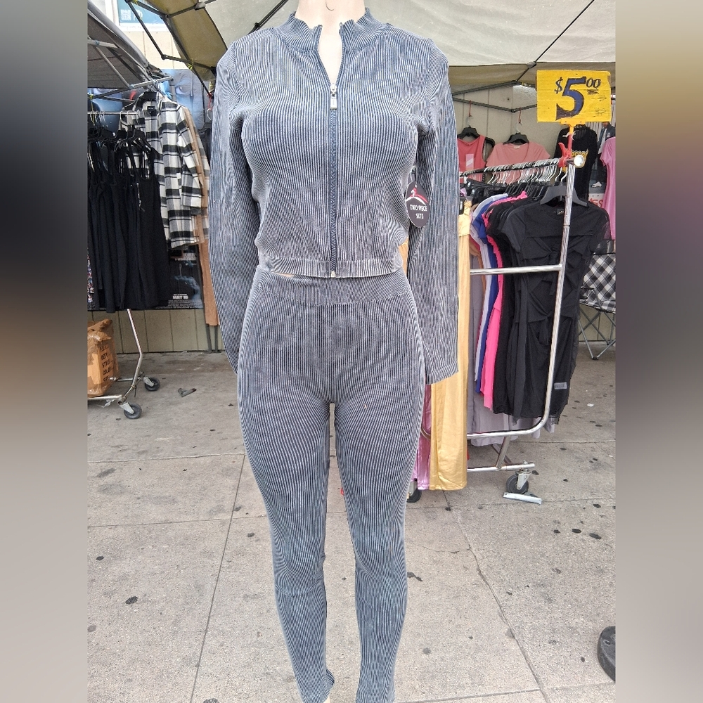 Heather Gray Casual Jumpsuit with Fitted Legs